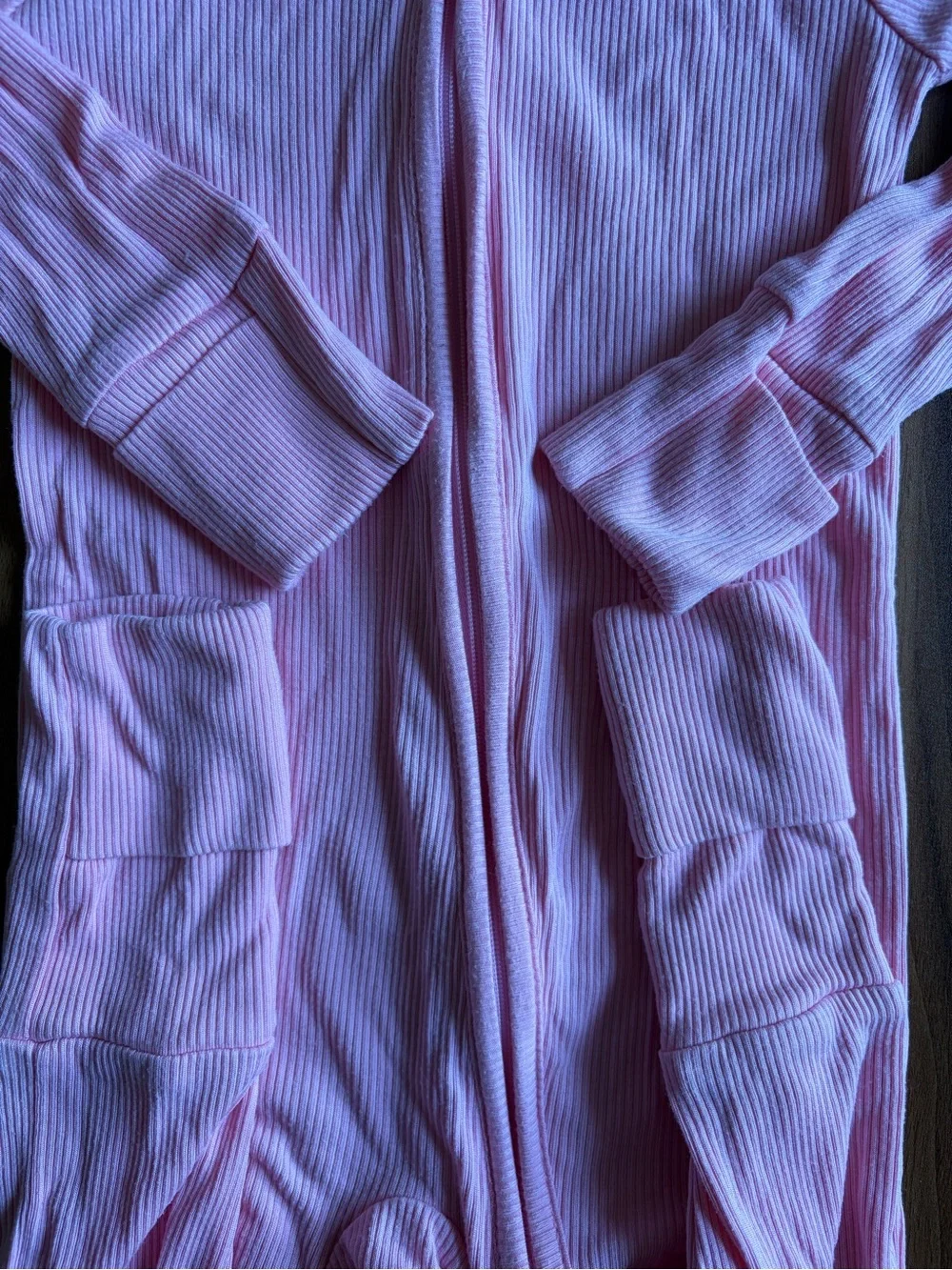 Little One Shop 12-18M Pink Ribbed Zippy
